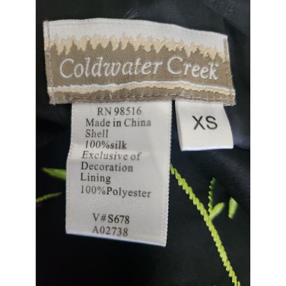 Vtg Coldwater Creek Silk button front embroidered lightweight jacket sz xs boho - Picture 7 of 10